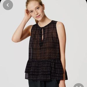 LOFT Dot Plaid Peplum Top